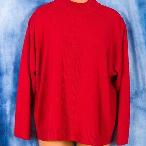 Dressbarn Woman Red Mock Neck T Neck  Pull Over Acrylic  Sweater Size 22/24